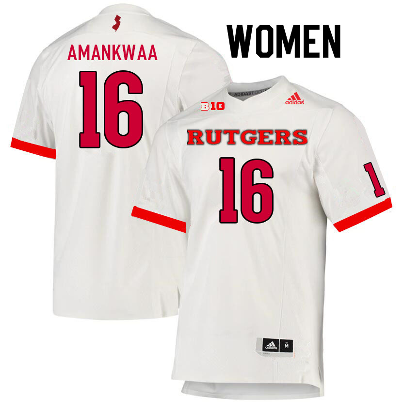 Women #16 Thomas Amankwaa Rutgers Scarlet Knights College Football Jerseys Sale-White